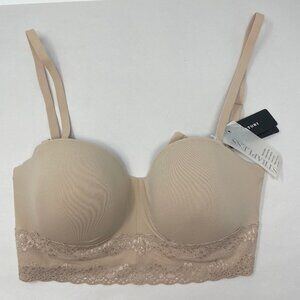 Natori Bliss Perfection Strapless Contour Underwire Bra 30DDD Beige Cafe 729154